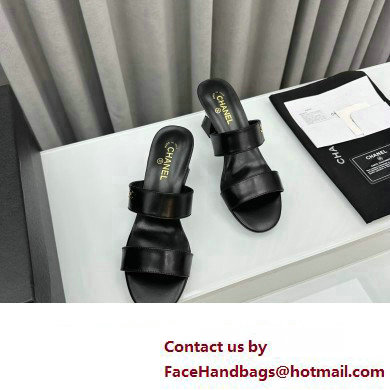 Chanel Lambskin  &  Imitation Pearls Mules G45685 Black 2024